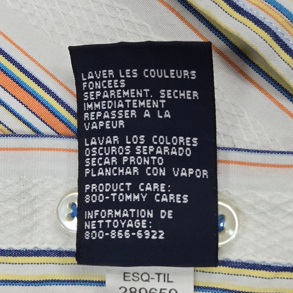 Tommy‎ Hilfiger Mens XL Striped Button Up Shirt 80s 2 Ply Fabric Cotton - Picture 11 of 13